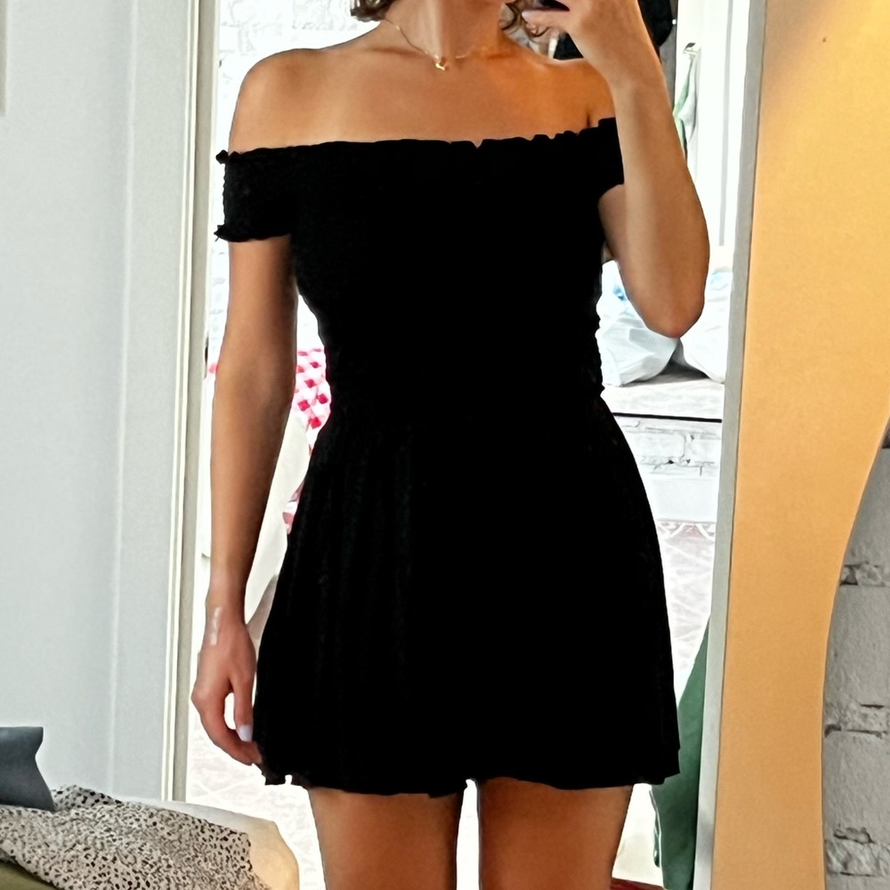 Garage Black Strapless Dress Romper